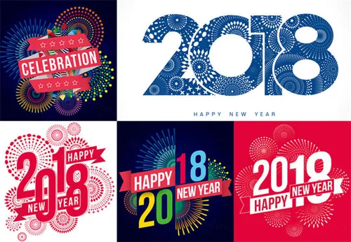 新年快乐矢量海报Happy New Year