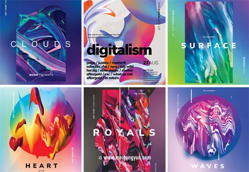 国外不规则元素抽象几何创意海报封面模板PSD分层设计素材