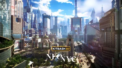 未来纽约繁华都市摩天大楼博物馆CBD商业酒店3D模型建筑设计