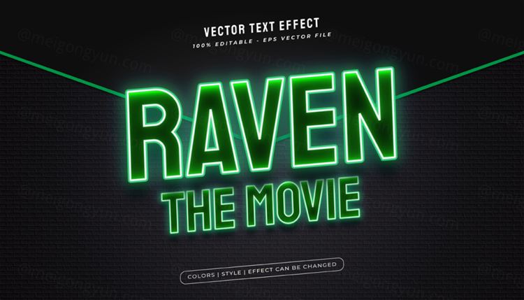 好莱坞电影级三维立体特效字体文本特效可编辑EPS矢量模板素材3d text style effect