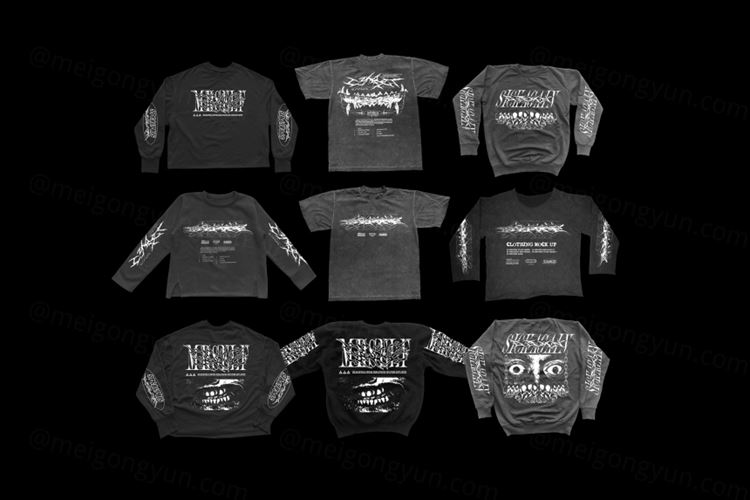 街头潮流长袖短袖T恤卫衣服饰设计贴图展示样机模板 2k22
