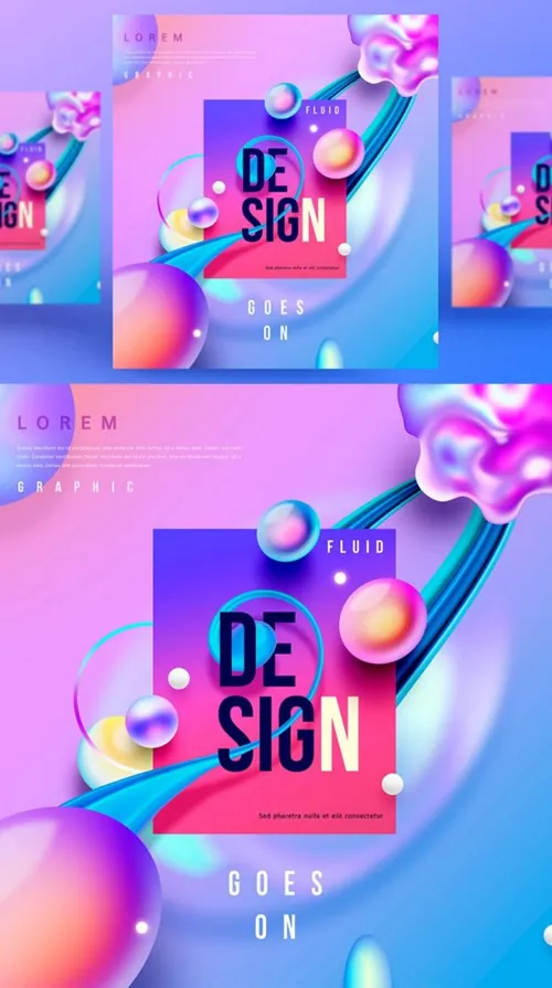 彩色创意时尚艺术流动渐变抽象空间海报高清背景PSD设计素材