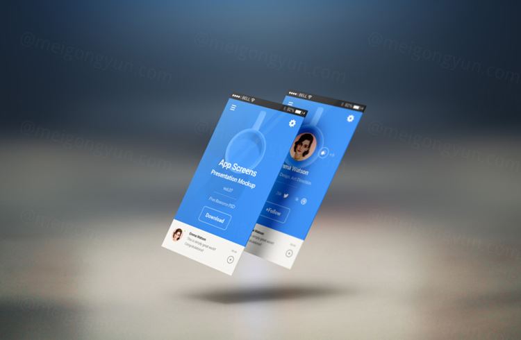 应用程序APP展示屏幕PSD模板Perspective App Screens Mock-Up