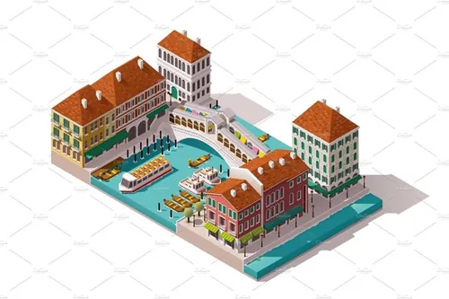 矢量威尼斯街道图标Vector isometric Venice street