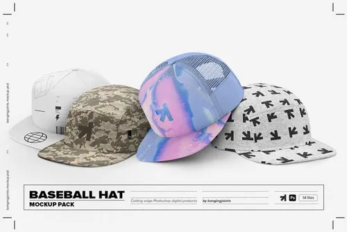 街头棒球帽运动品牌设计提案展示样机模板 Baseball H