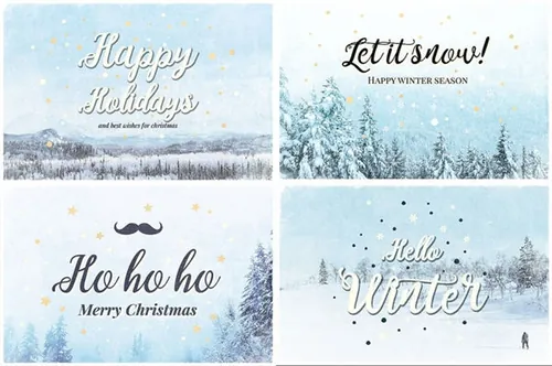 复古风圣诞主题贺卡卡片模板 Vintage-Christmas-Cards-