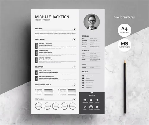 三页式设计师简历模板 3-Piece-Resume-Set