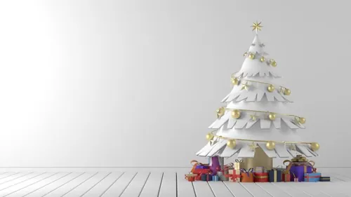 圣诞树新年圣诞节装饰元素3D渲染合成高清背景 3d rendering of a christmas