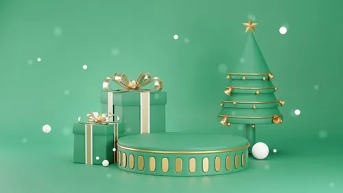 圣诞树新年圣诞节装饰元素3D渲染合成高清背景 3d rendering of a christmas