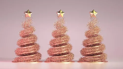 圣诞树新年圣诞节装饰元素3D渲染合成高清背景 3d rendering of a christmas