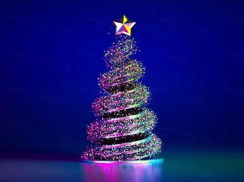 圣诞树新年圣诞节装饰元素3D渲染合成高清背景 3d rendering of a christmas