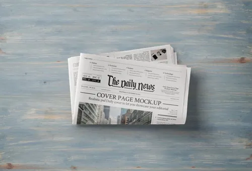 折叠报纸模型PSD贴图模板Daily Newspaper Psd Mockup