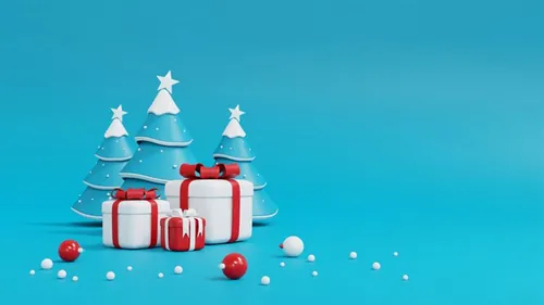 圣诞树新年圣诞节装饰元素3D渲染合成高清背景 3d rendering of a christmas