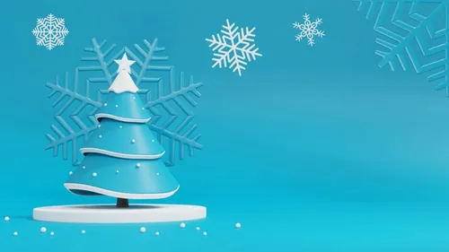 蓝色圣诞树新年圣诞节装饰元素3D渲染合成高清背景 3d rendering of a christmas