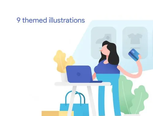 购物拍照社交插画设计素材Technology illustration