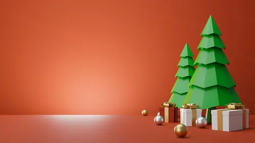 圣诞树新年圣诞节装饰元素3D渲染合成高清背景 3d rendering of a christmas