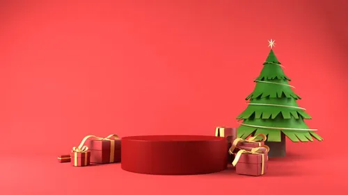 圣诞树新年圣诞节装饰元素3D渲染合成高清背景 3d rendering of a christmas