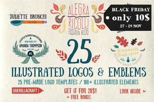 25 Illustrated logos and emblems