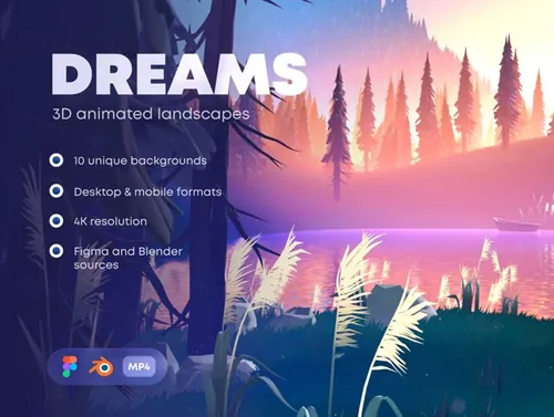三维渲染梦幻的户外风景动态插画素材合辑 Dreams - A