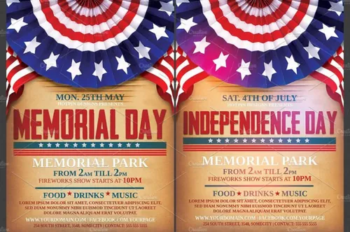 美国纪念日海报 IndependenceMemorial Day Flyer