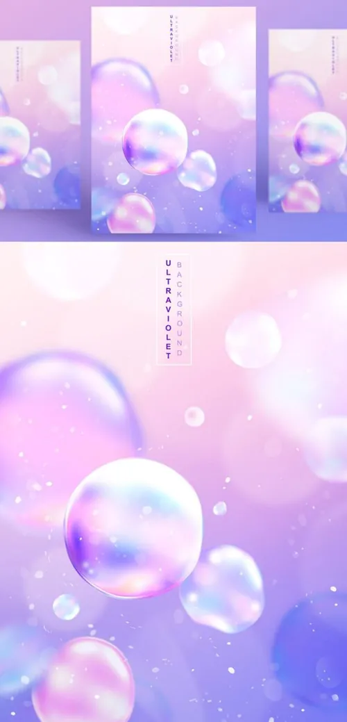 浪漫紫色透明彩色气球气泡节日生日宴会婚礼背景海报PSD设计素材