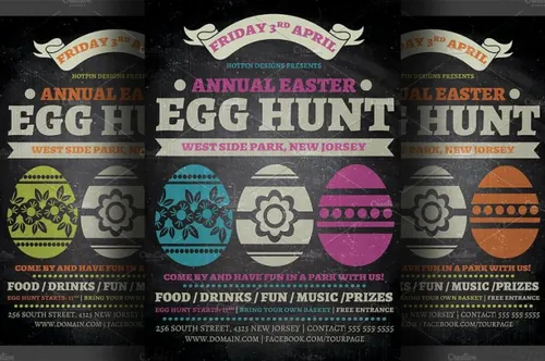 复活节彩蛋狩猎海报模板 Easter Egg Hunt Flyer Template