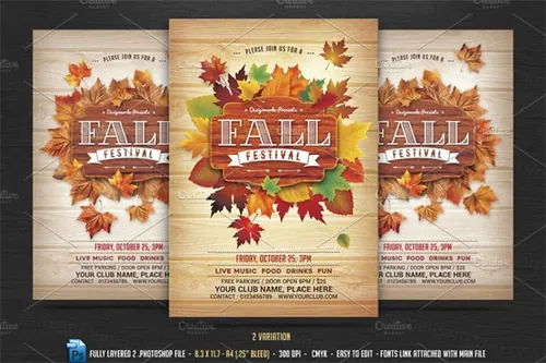 秋季季节海报 Fall Autumn Festival Flyer