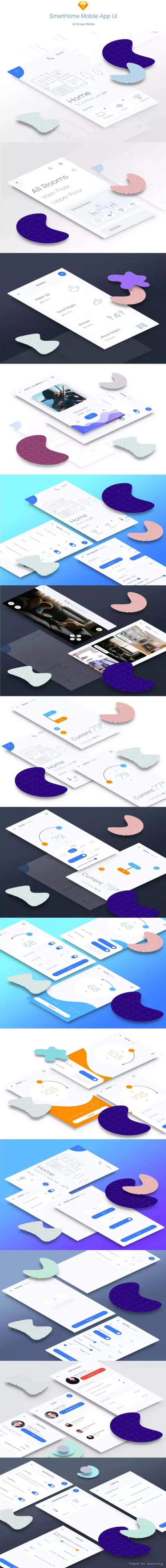 高端简约的物联网智能居家APP UI KITS套装下载[Sketch]