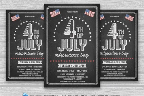 粉笔黑板风格的美国独立日纪念海报 July 4th Chalk Flyer