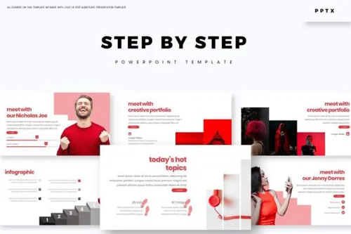 稀有幻灯片演示模板step by  powerpoint