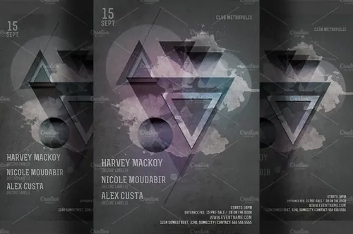 抽象的极简主义活动海报模版 Abstract Minimal Party Flyer