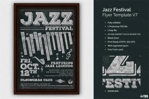 JAZZ爵士音乐节海报模版 Jazz Festival Flyer