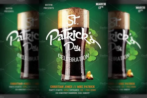 啤酒节海报 Saint Patricks Day Flyer Template