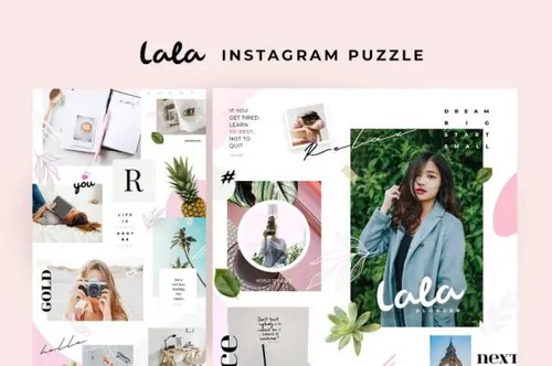 Ins微信微博自媒体营销版式设计PSD模版 Lala Puzzle Instag