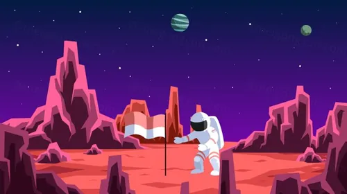 印度尼西亚宇航员探索火星矢量图Indonesian Astronaut Explore To Mars Vector