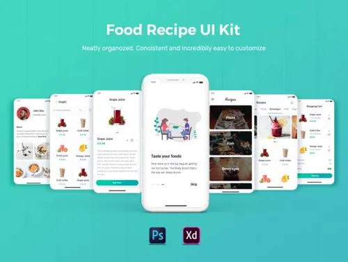 食品配方移动应用程序用户界面工具包Recipe Mobile App