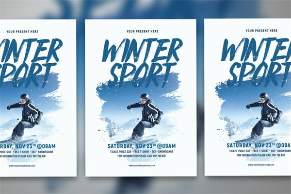 立冬运动健康滑雪海报宣传单winter-sport-flyer