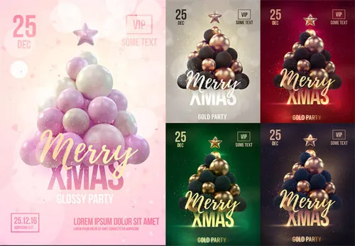 精选圣诞节气球海报 Christmas balloon