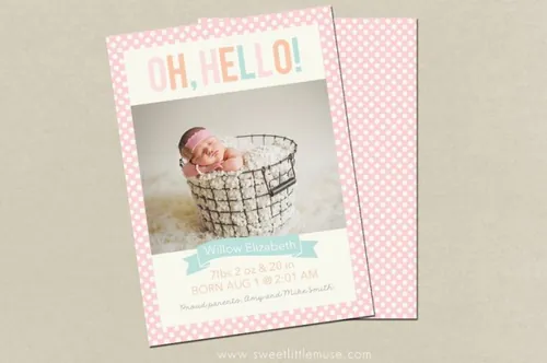 新生儿女孩出生“公告”海报模版 Girl birth announcement