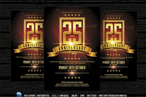 周年庆海报模版 Anniversary Party Flyer