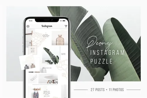 优雅多用途的社交媒体海报peony-instagram-puzzle