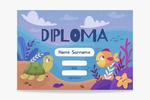 卡通可爱的动物插画幼稚园幼儿园学前班毕业证书奖状EPS矢量模