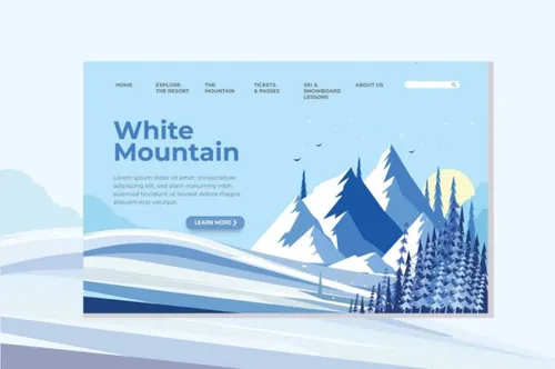 时尚简约冬天立冬白色雪山海报white-mountain