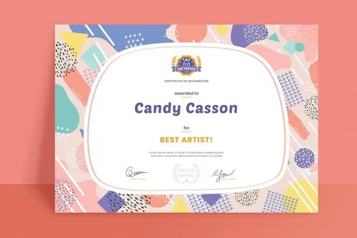 卡通可爱的孟菲斯几何图形插画幼稚园幼儿园学前班毕业证书奖状E