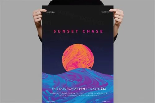 时尚抽象多用途的液体大理石质感海报sunset-chase-poster