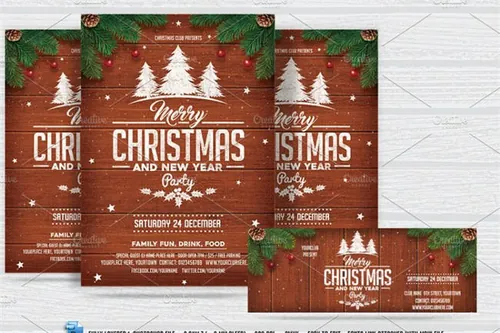 圣诞新年海报 Christmasamp;amp; New Year Party Flyer