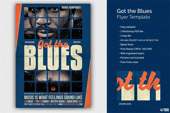 蓝调传单海报模版 Got the Blues Flyer