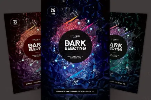 暗电子海报模板 Dark Electro Flyer Template