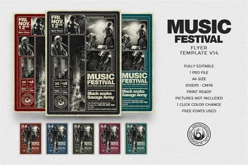 摇滚重金属英语海报模版 Music Festival Flyer
