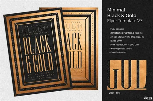 极简主义黑金海报模版 Minimal Black Gold Flyer